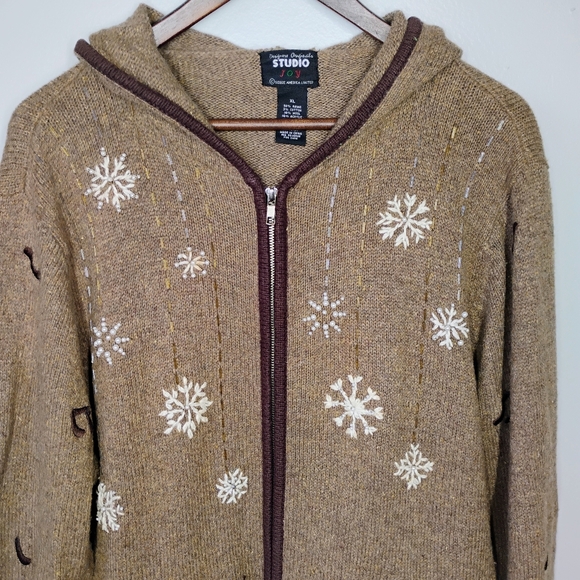 Vintage Designers Studio Originals Snowman Sweater Womens XL Ugly Christmas Hood - Picture 2 of 14